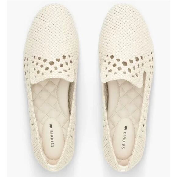 Birdies Shoes - Women's Birdies The Starling Woven Loafers in Ecru size 8 Bohemian Coastal